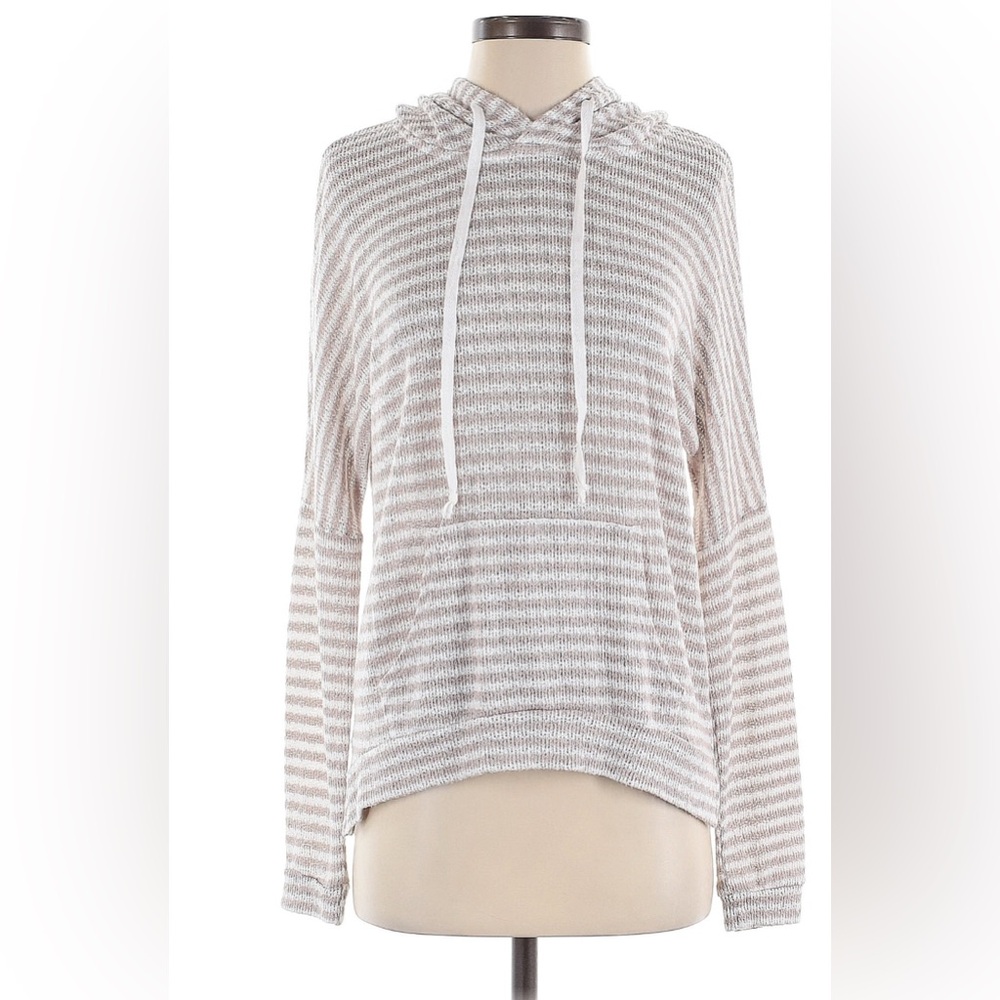 Full Tilt Pullover Tan Striped Lightweight Summer‎ Beach Hoodie Size Small